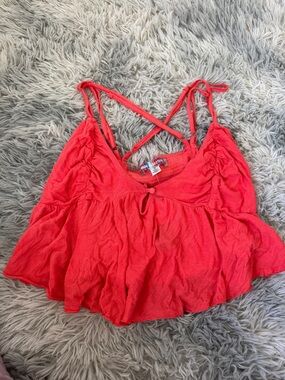 Urban Outfitters Coral Crisscross Spaghetti-Strap Camisole
